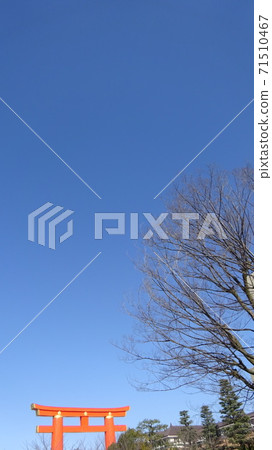 晴朗無雲的白天的平安神宮的鳥居 晴朗無雲的白天的平安神宮的鳥居 71510467