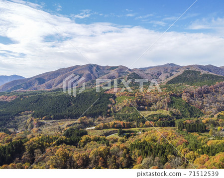 Mountain range seen from Shichikashuku in late autumn Drone photography Autumn leaves Shichikashuku Town, Miyagi Prefecture Mountain range seen from Shichikashuku in late autumn Drone photography Autumn leaves Shichikashuku Town, Miyagi Prefecture 71512539