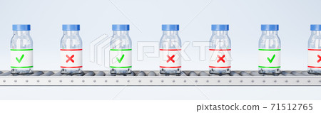 Medicine Bottles on Conveyor Belt, Quality Check Concept Medicine Bottles on Conveyor Belt, Quality Check Concept 71512765