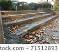 Park stairs with fallen leaves in autumn 71512893