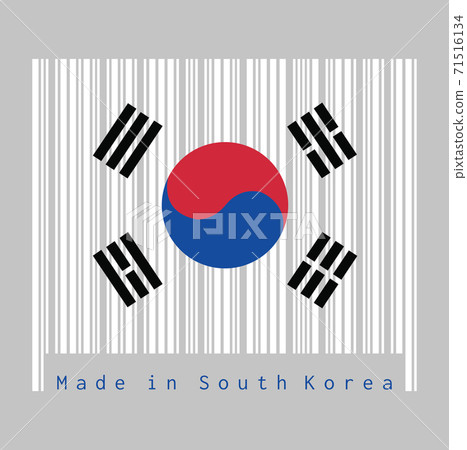 Barcode set the color of South Korea flag, Barcode set the color of South Korea flag, 71516134