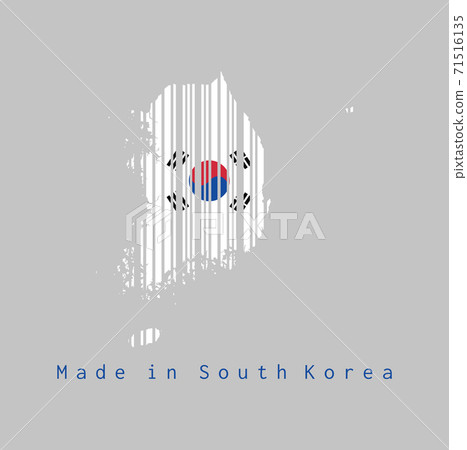 Barcode set the shape to South Korea map outline and the color of South Korea flag Barcode set the shape to South Korea map outline and the color of South Korea flag 71516135