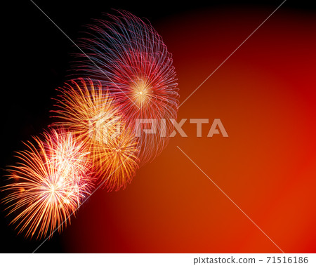 Festive colorful real fireworks elements in the night sky. 71516186