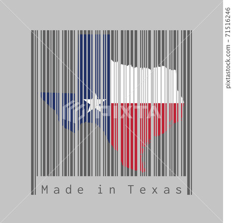 Barcode set the shape to Texas map outline and the color of Texas flag on dark grey barcode Barcode set the shape to Texas map outline and the color of Texas flag on dark grey barcode 71516246