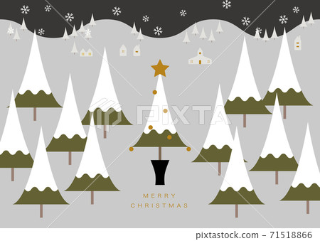 Illustration of many fir trees and a Christmas tree 71518866