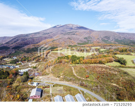 Mt. Fubo drone photographed from Shichikashuku in late autumn Autumn leaves Shichikashuku Town, Miyagi Prefecture Mt. Fubo drone photographed from Shichikashuku in late autumn Autumn leaves Shichikashuku Town, Miyagi Prefecture 71520293