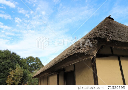 Japanese house roof and blue sky 71520395