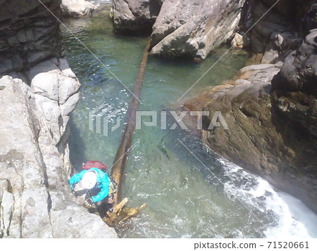 Suzuka, Shibusawa. Climbing a rocky place. Suzuka, Shibusawa. Climbing a rocky place. 71520661