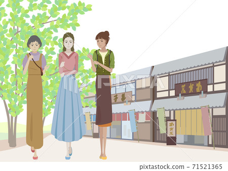 Women walking around tourist spots 71521365