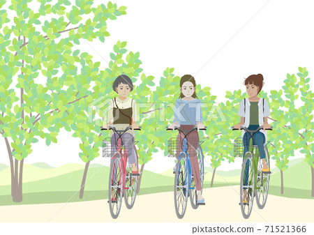 Women riding a bicycle Women riding a bicycle 71521366