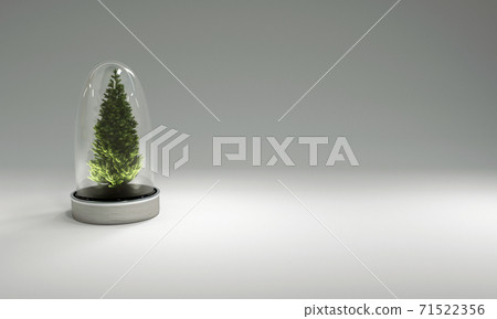 Christmas tree in glass cover on gray background. 3D illustration Christmas tree in glass cover on gray background. 3D illustration 71522356