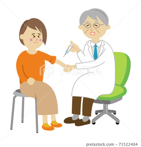 Illustration image of a doctor and a woman giving an injection 71522484
