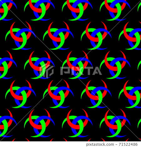Triple Horn of Odin - vector pattern , Three crescent pattern Triple Horn of Odin - vector pattern , Three crescent pattern 71522486