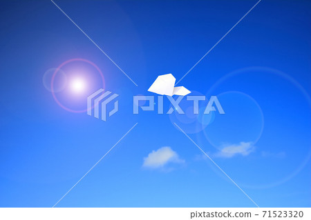 Paper airplane flying in the sky Paper airplane flying in the sky 71523320