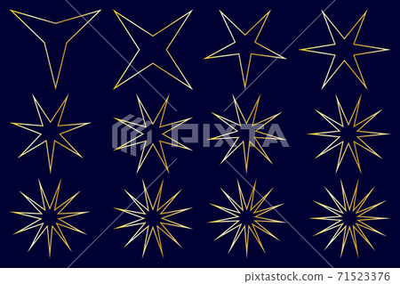 Star - vector set - gold on blue background Star - vector set - gold on blue background 71523376
