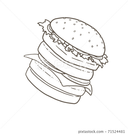 垃圾食品，漢堡包，單色的插圖 71524481