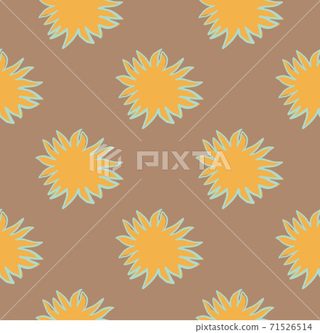 Orange colored seamless doodle seamless pattern. Hand drawn abstract stars ornament on brown pale background. Orange colored seamless doodle seamless pattern. Hand drawn abstract stars ornament on brown pale background. 71526514