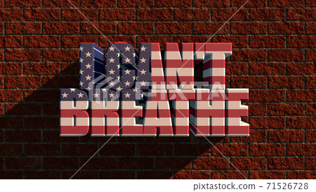 Los Angeles, The inscription I CAN'T BREATHE with usa flag texture on wall background Protests against injustice and Police brutality against POC 3d rendering  71526728