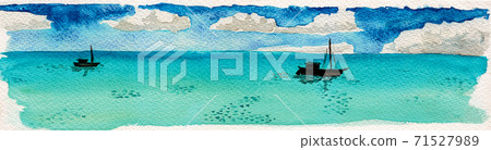 Small fishing boats on Brazilian turquoise sea Small fishing boats on Brazilian turquoise sea 71527989