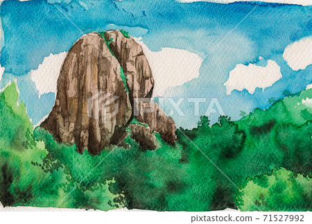 Rocky peak called Bau Stone an forest in Brazil 71527992