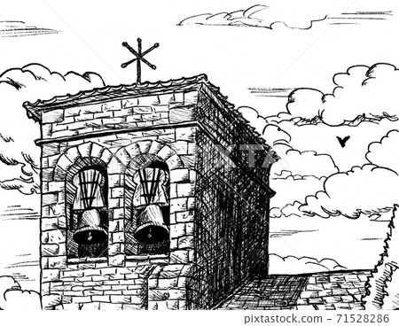 Bellow tower in gothic style from an old church Bellow tower in gothic style from an old church 71528286