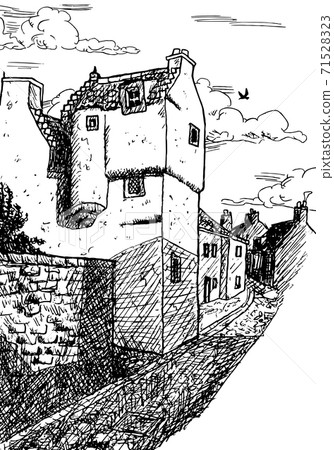 A small two-story house in an alley of Culross 71528323