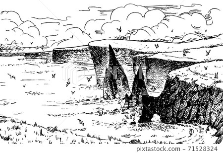 Steep cliffs falling into the sea in Scotland Steep cliffs falling into the sea in Scotland 71528324