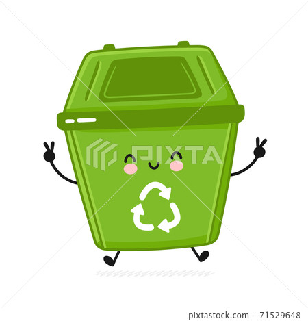 Cute happy garbage container. Vector flat - Stock Illustration ...