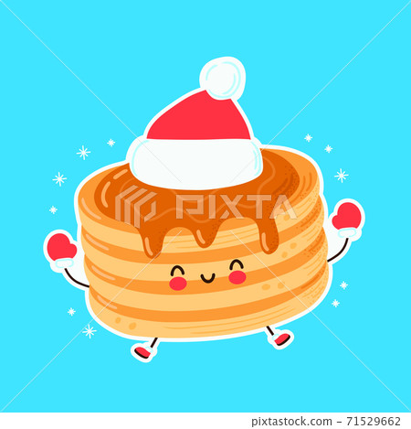 Cute happy funny christmas pancake Cute happy funny christmas pancake 71529662