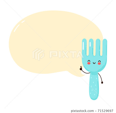 Cute happy funny fork with speech bubble 71529697