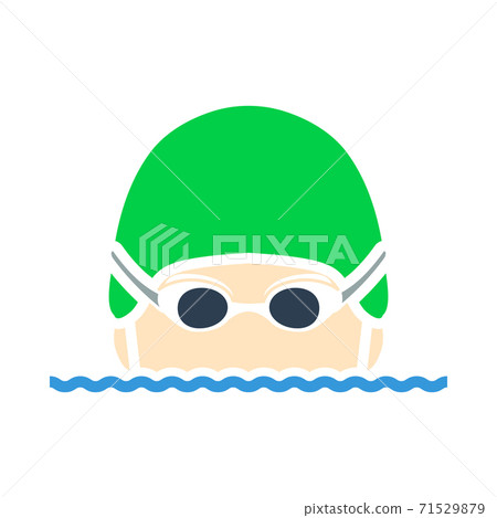 Icon Of Swimming Man Head With Goggles And Cap 71529879