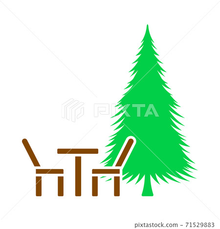 Icon Of Park Seat And Pine Tree 71529883