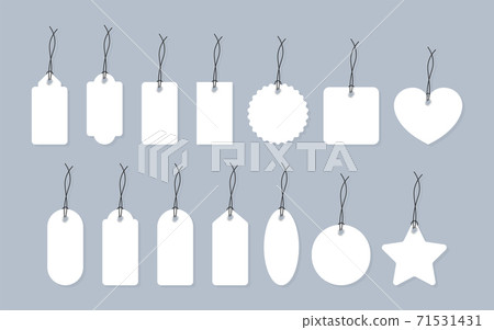 Set of various blank white paper tags, labels, stickers. Isolated vector elements, flat design. Vector illustration. Set of various blank white paper tags, labels, stickers. Isolated vector elements, flat design. Vector illustration. 71531431