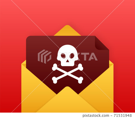 Red email virus. Computer screen. virus, piracy, hacking and security, protection. Vector stock illustration. Red email virus. Computer screen. virus, piracy, hacking and security, protection. Vector stock illustration. 71531948