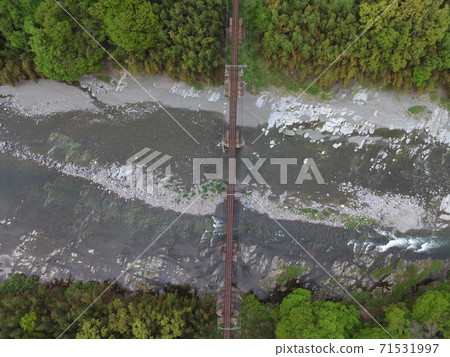 Aerial view (Arakawa Bridge) from dreary from above-drone (Nagasu, Nagasu-cho, Chichibu-gun, Saitama Prefecture, Shimodano, Minano-cho) 71531997