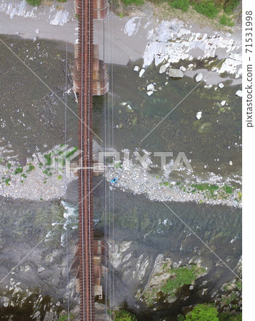 Aerial view (Arakawa Bridge) from dreary from above-drone (Nagasu, Nagasu-cho, Chichibu-gun, Saitama Prefecture, Shimodano, Minano-cho) 71531998