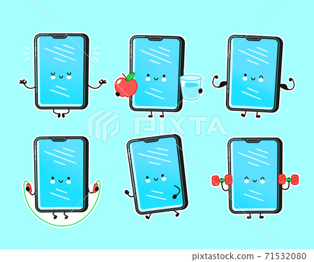 Cute happy smartphone, mobile phone 71532080