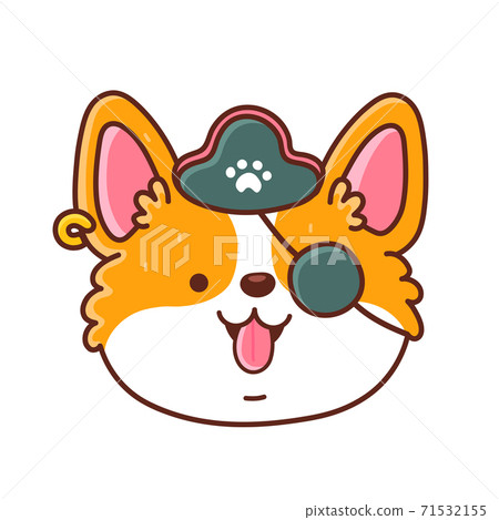 Cute corgi dog in pirate hat and patch on eye 71532155