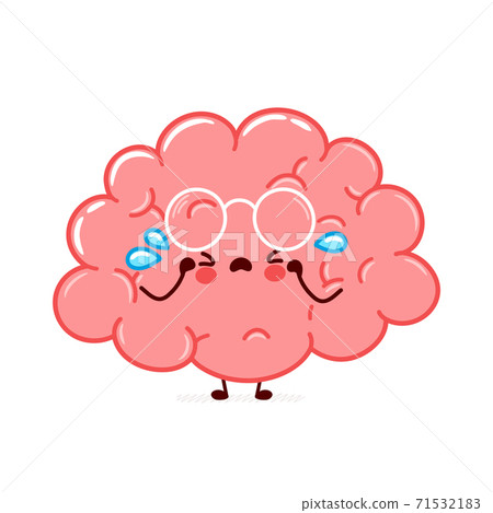 Cute funny human brain organ character cry 71532183