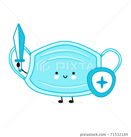 Cute happy medical face mask character 71532184