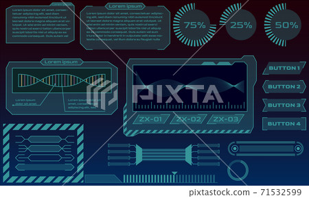 HUD and UI vector elements. Futuristic user interface with graphs and diograms HUD and UI vector elements. Futuristic user interface with graphs and diograms 71532599