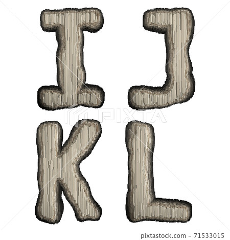 Set of industrial metal alphabet letters I, J, K, L. 3D Set of industrial metal alphabet letters I, J, K, L. 3D 71533015