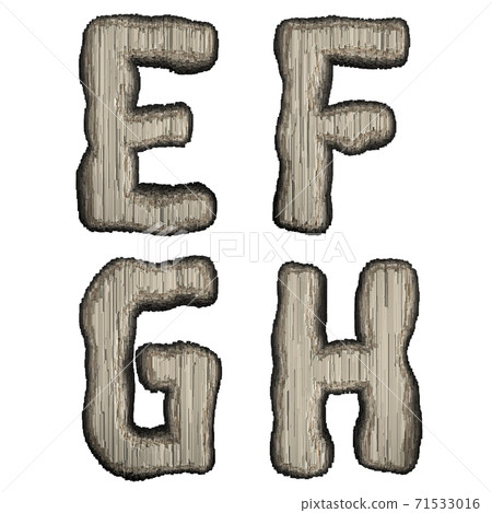 Set of industrial metal alphabet letters E, F, G, H. 3D 71533016