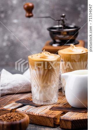 Dalgona whipped coffee with milk 71534047