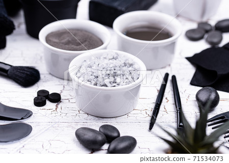 Set of black charcoal detox cosmetics 71534073