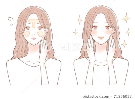 Before and after for women suffering from oily skin 71536032