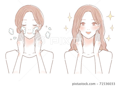 Before and after for women who cleanse and wash their face Before and after for women who cleanse and wash their face 71536033