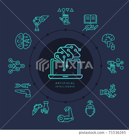 A large collection of linear icons robotic artificial intelligence and digital automation isolated 71536265