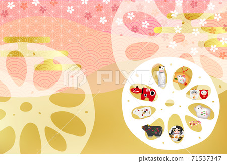 Japanese New Year's card Zodiac background 71537347