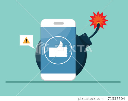 smartphone with big bomb, danger from social media concept 71537504
